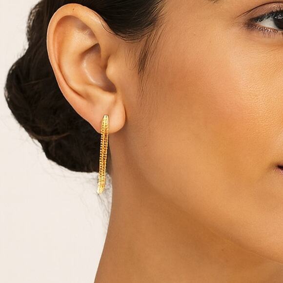 Madewell Gold Chain Drop Earrings Hypoallergenic Titanium Posts NWT - Picture 1 of 4